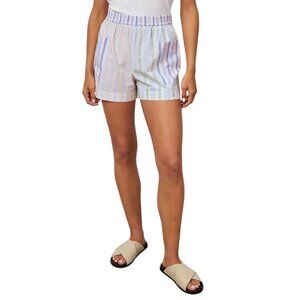 Rails Striped Organic Cotton Poplin Pull On Elastic Waist Boxer Shorts Large